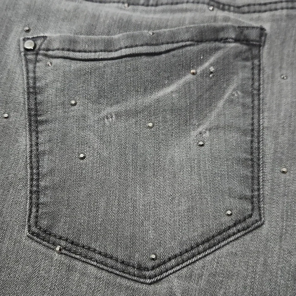 Vintage DKNY Jeans "Ave B" Vintage Gray Tiny Sparkle Studs Sz 8 - Picture 15 of 15